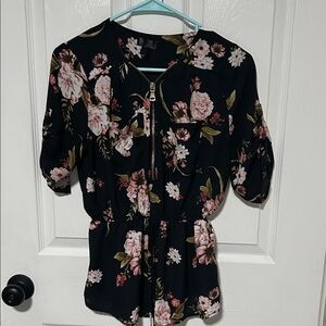 J for Justify Black Floral Blouse